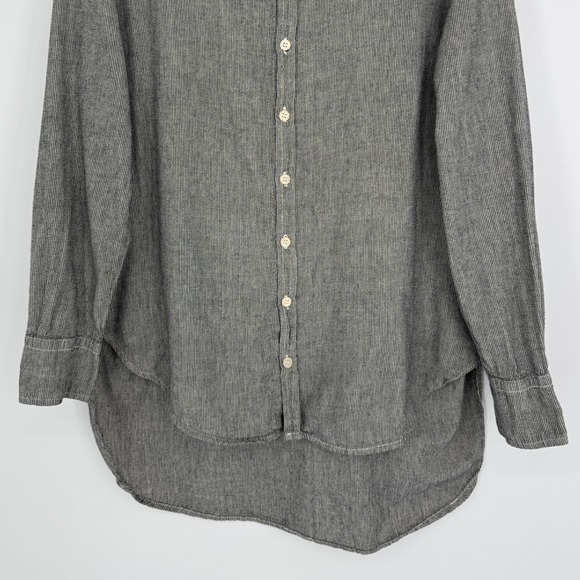 CP Shades Button Front Tunic Shirt Size Medium Gray Stripe 100% Cotton Casual - Picture 4 of 11